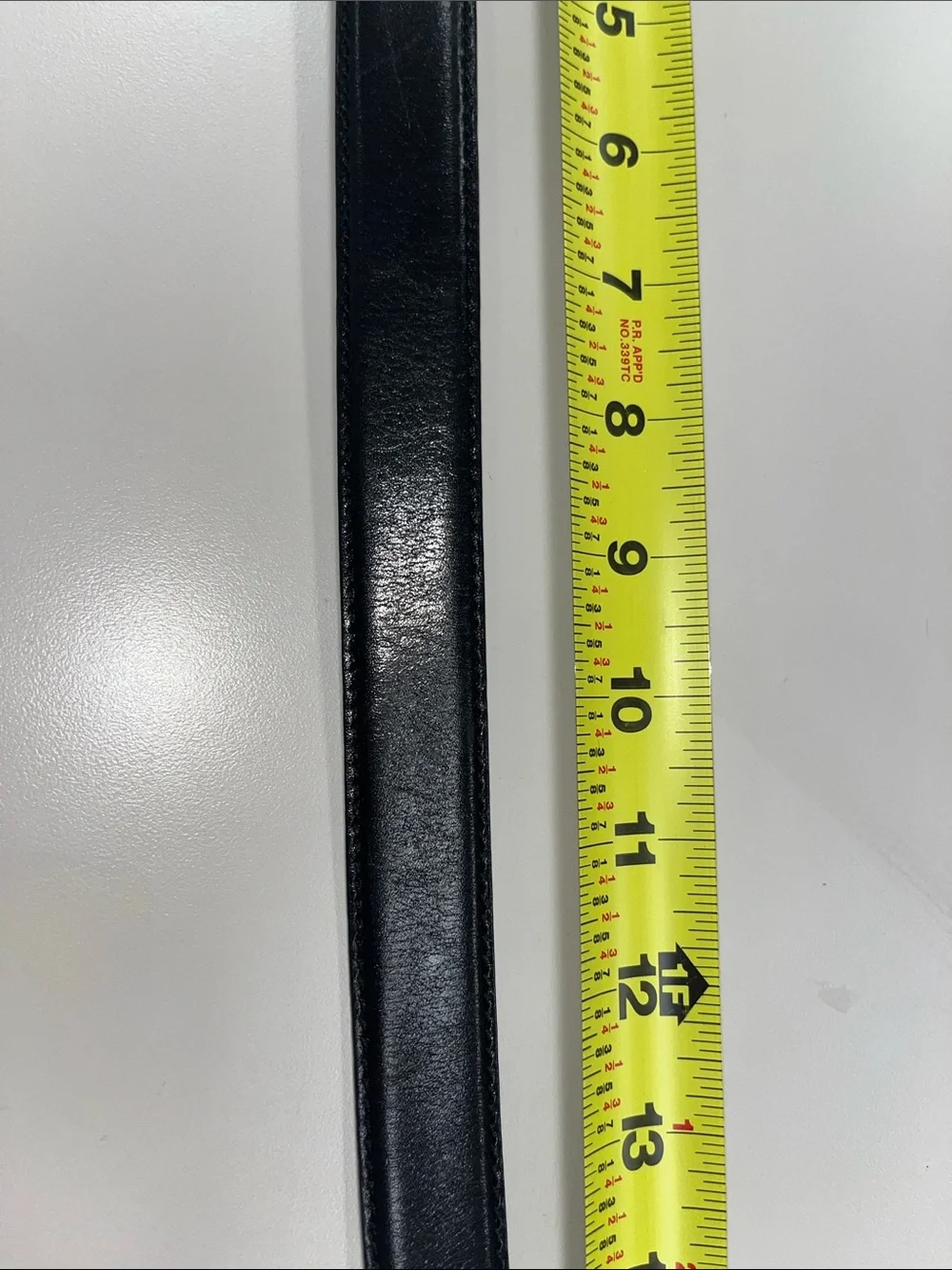 de Vecchi Black Leather Belt with Gold Buckle / Medium